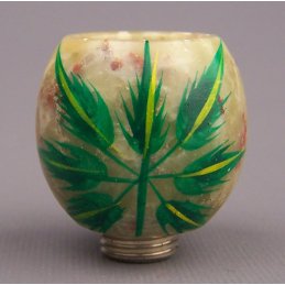 steatite pipe bowl with cannabis leaf