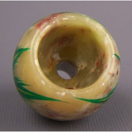 steatite pipe bowl with cannabis leaf