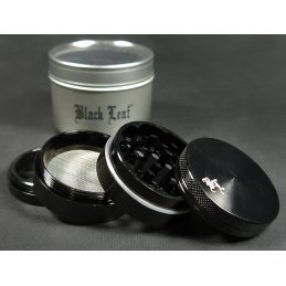 Black Leaf Alu-Grinder, schwarz, 4-teilig, Ø 50mm