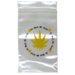 Zip lock bag 40 x 60mm, 50&micro;, In Weed We Trust, 100 pieces/package