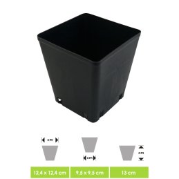 Professional plant pot - flower pot, square, for small plants and seedlings - perfect for indoor &amp; outdoor in the winter garden on the terrace or in the grow box, ca. 12 x 12 x 13 cm Vol. 1,5 Ltr.