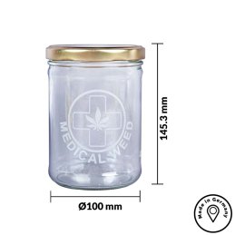 UDOPEA STASH - 870ml elegant storage jar - Design: MEDICAL 1 - incl. Golden-Chrome Lid