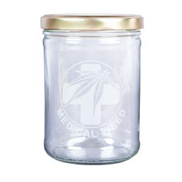 UDOPEA STASH - 870ml elegant storage jar - Design: MEDICAL 2 - incl. Golden-Chrome Lid