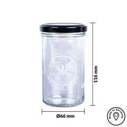 UDOPEA STASH - 277ml elegant storage jar - Design: MEDICAL 1 - incl. Black Lid