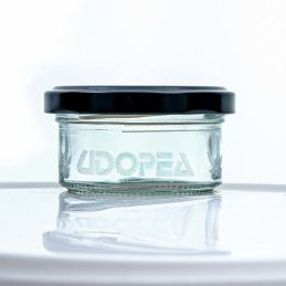 UDOPEA STASH - elegantes Aufbewahrungsglas - Motive - UDOPEA I - mit schwarzem Deckel, ca.: 3,5 x 6,6cm