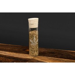 UDOPEA STASH - Glasbehälter - Motiv - HANFBLATT - mit Naturkorken,  ca. 10 x 3cm
