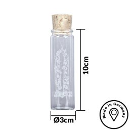 UDOPEA STASH - Glasbeh&auml;lter - Motiv - BLUMENJOINT - Rollrandflasche mit Naturkorken,  ca. 10 x 3cm
