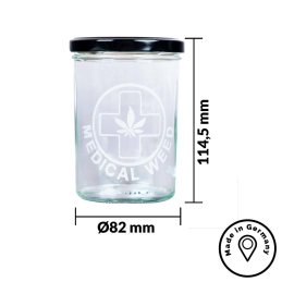 UDOPEA STASH Aufbewahrungsglas, Motive - MEDICAL 1 - 435 ml mit schwarzem Deckel