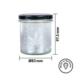 UDOPEA STASH - 350ml elegant storage jar - Design: EUROPE - incl. Black Lid