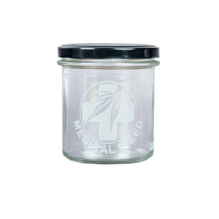 UDOPEA STASH - 350ml elegant storage jar - Design: MEDICAL 2 - incl. Black Lid