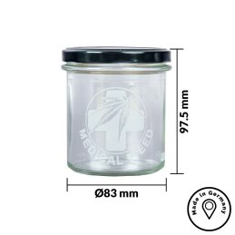 UDOPEA STASH Aufbewahrungsglas, Motive - MEDICAL 2 - 350 ml mit schwarzem Deckel